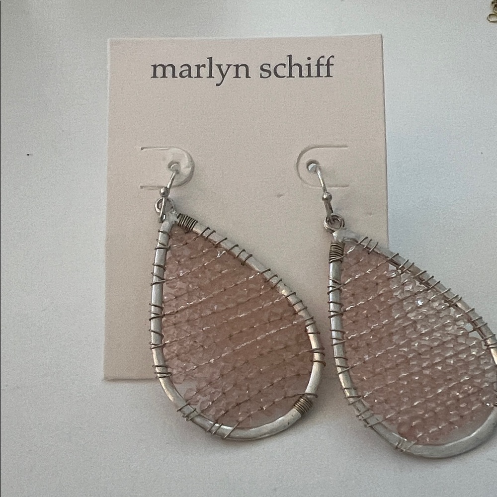 Marlyn Schiff Pink and Silver Teardrop Earrings by Anthropologie - Picture 2 of 3